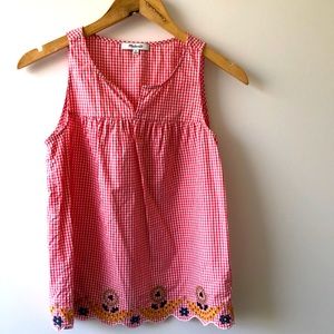 Madewell embroidered gingham tank